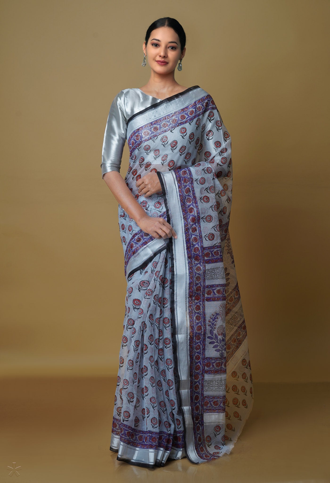 Beige Pure  Kota Block Printed Cotton Saree-UNM70331