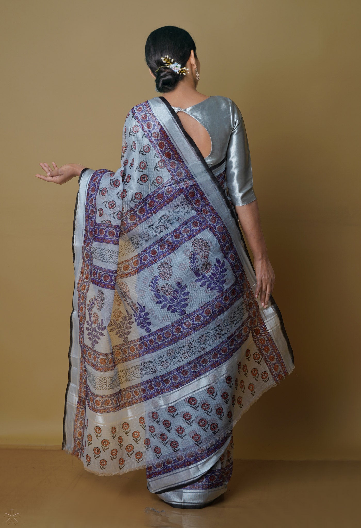 Beige Pure  Kota Block Printed Cotton Saree-UNM70331