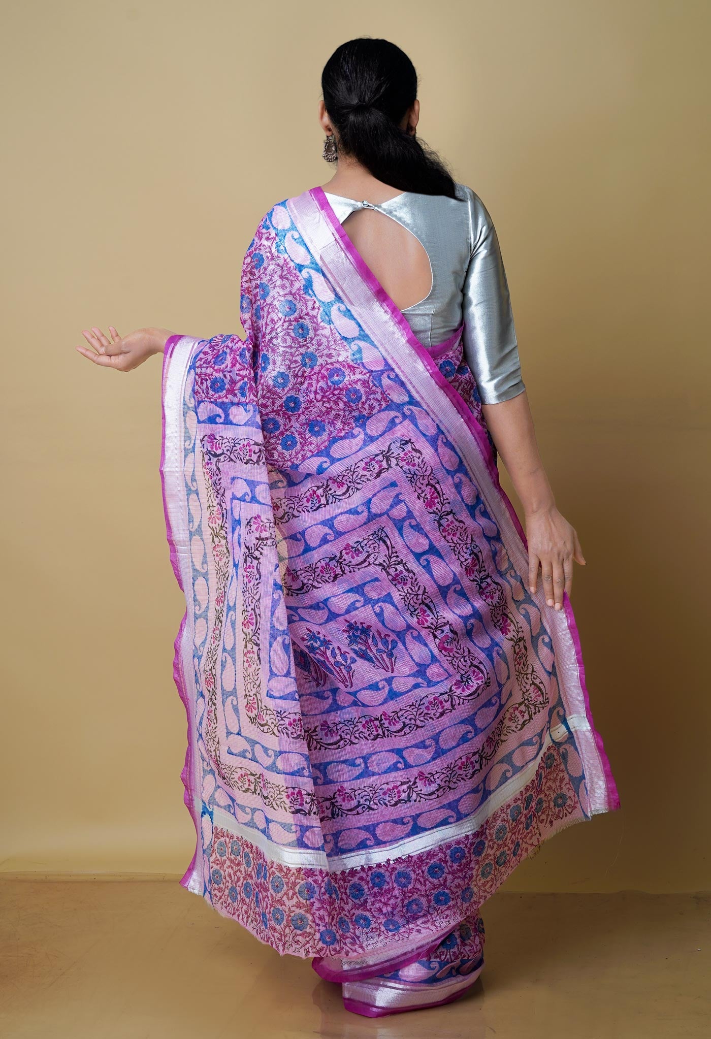 Pink Pure Kota Block Printed Cotton Saree-UNM70333