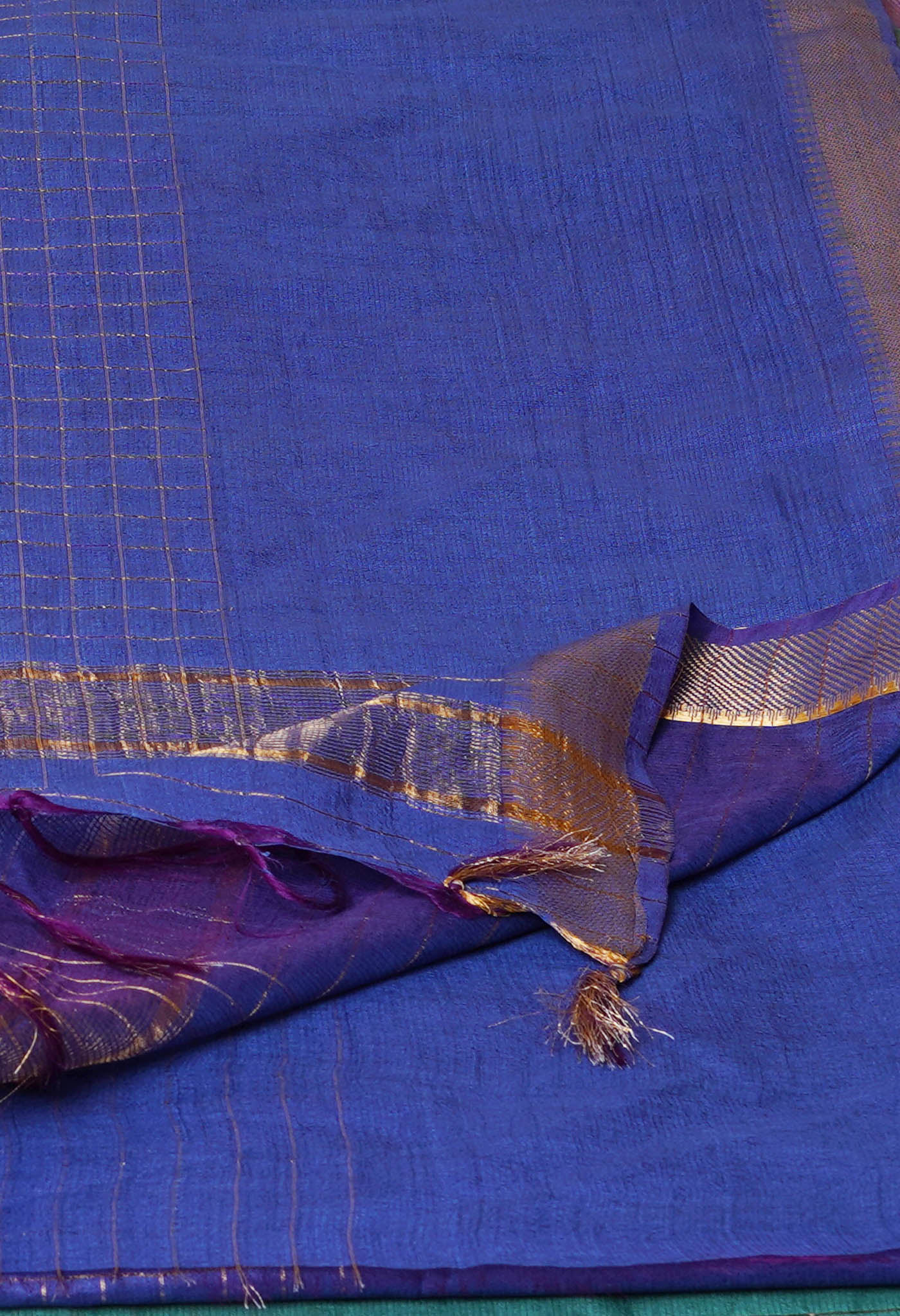 Blueberry Blue Mangalagiri Checks Sico Saree-UNM70390