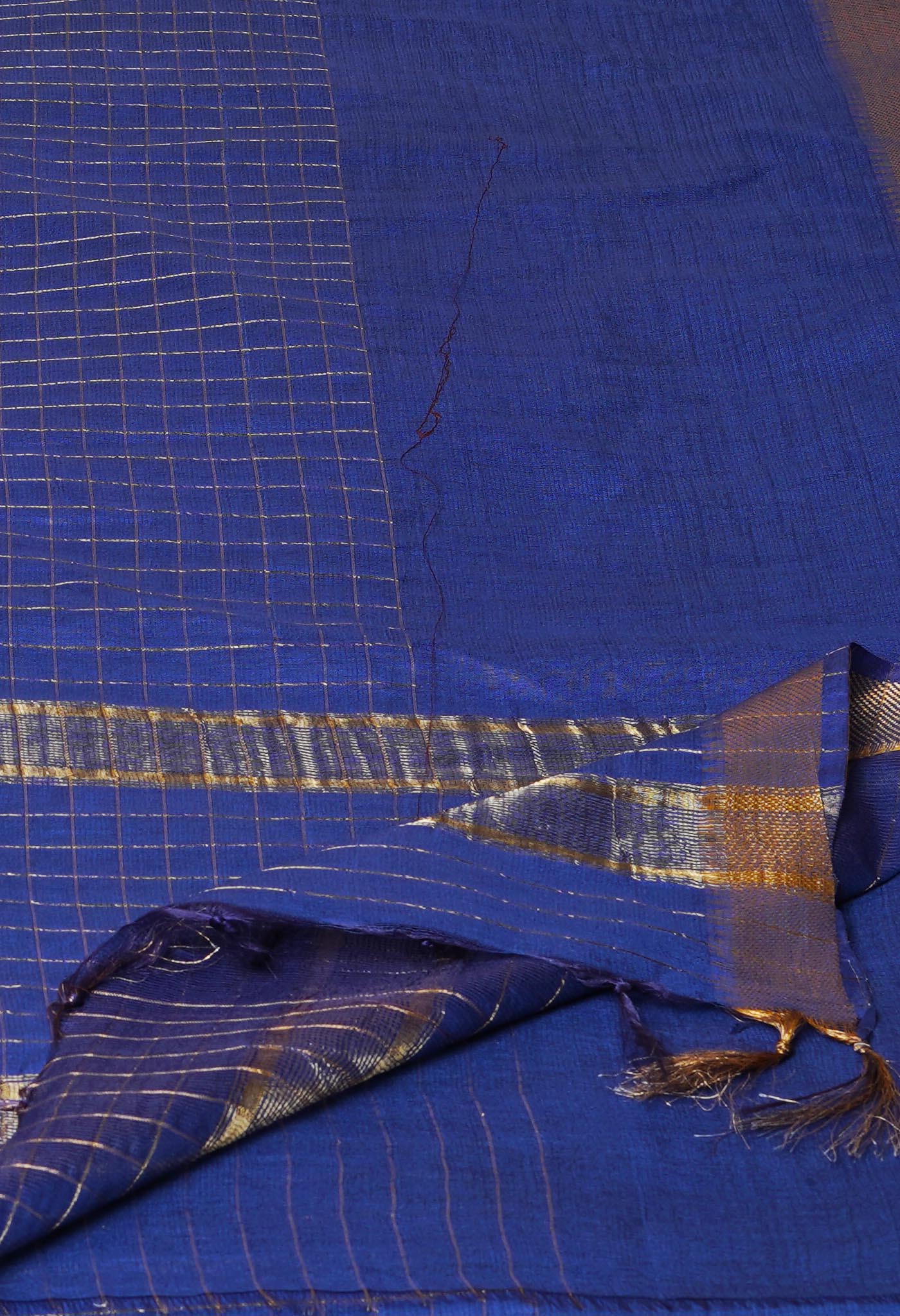Blueberry Blue Mangalagiri Checks Sico Saree-UNM70394
