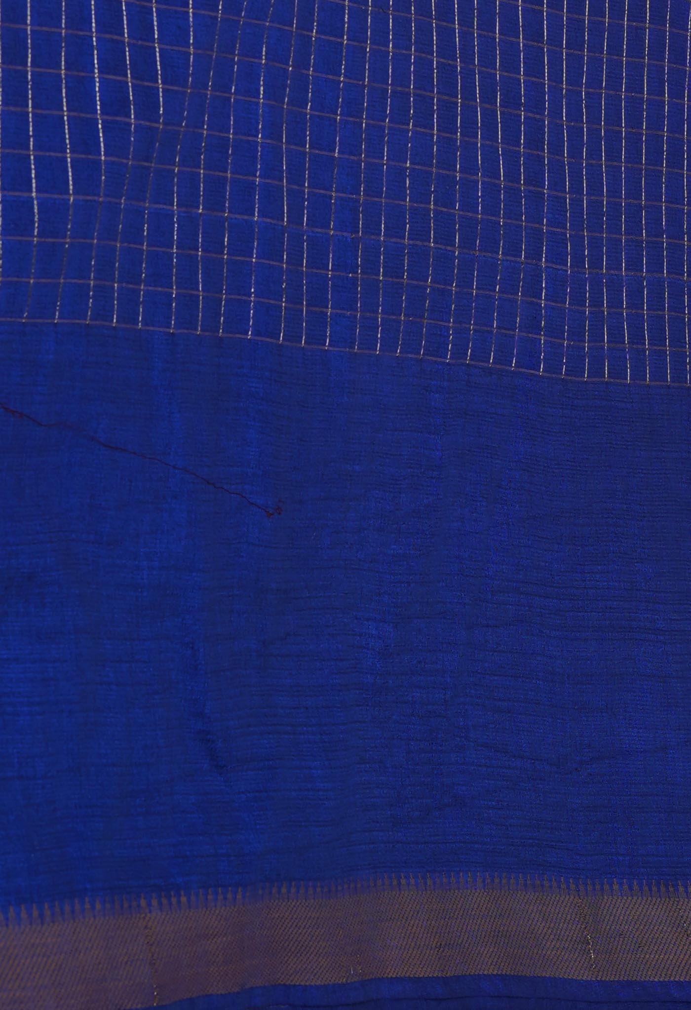 Blueberry Blue Mangalagiri Checks Sico Saree-UNM70394
