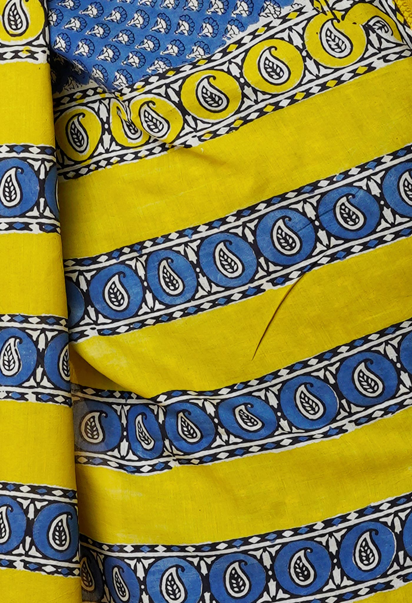 Blue Pure Preet Bagru Printed Chanderi Soft Silk Saree-UNM70414