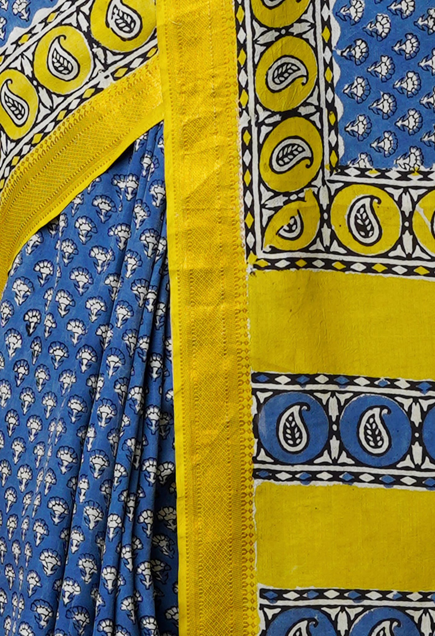 Blue Pure Preet Bagru Printed Chanderi Soft Silk Saree-UNM70414