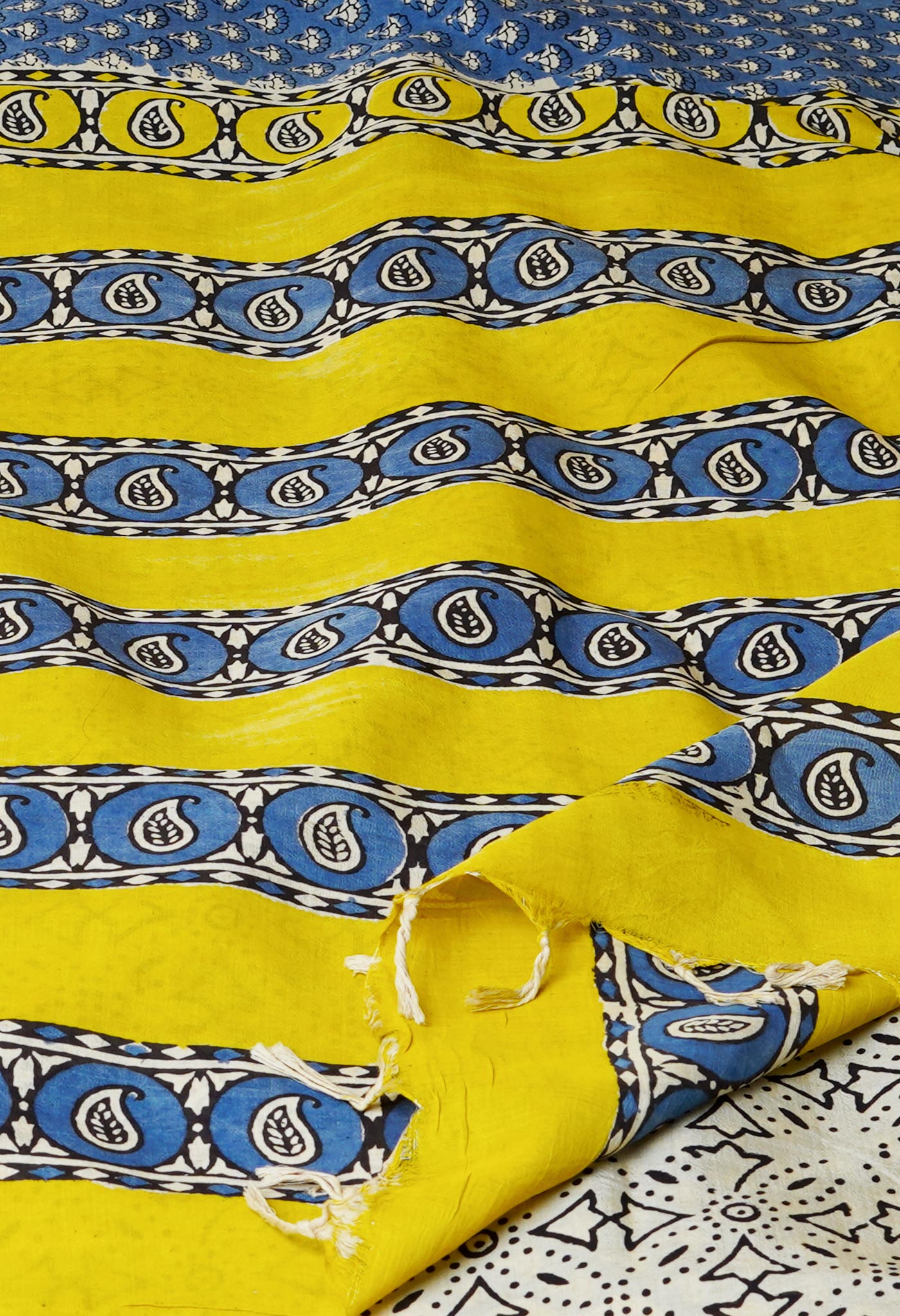 Blue Pure Preet Bagru Printed Chanderi Soft Silk Saree-UNM70414