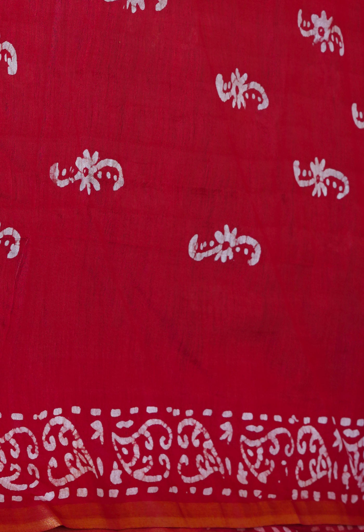 Green-Red Pure Batik Chanderi Silk Saree-UNM70459