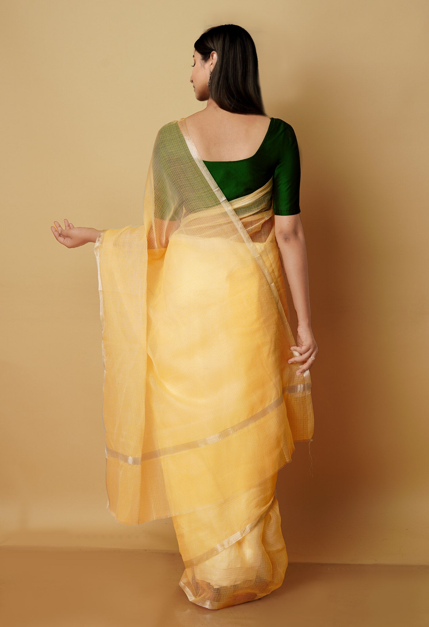 Light Yellow Pure Plain Kota Cotton Saree-UNM70618