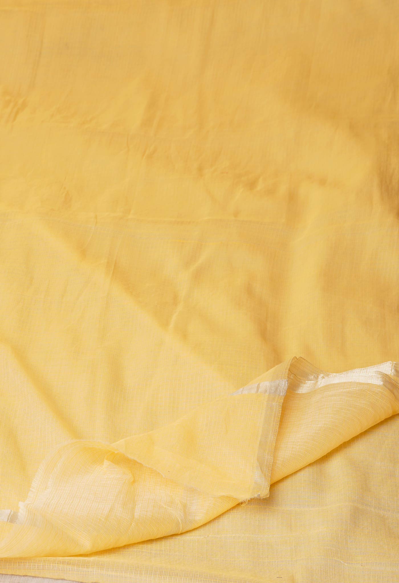Light Yellow Pure Plain Kota Cotton Saree-UNM70618