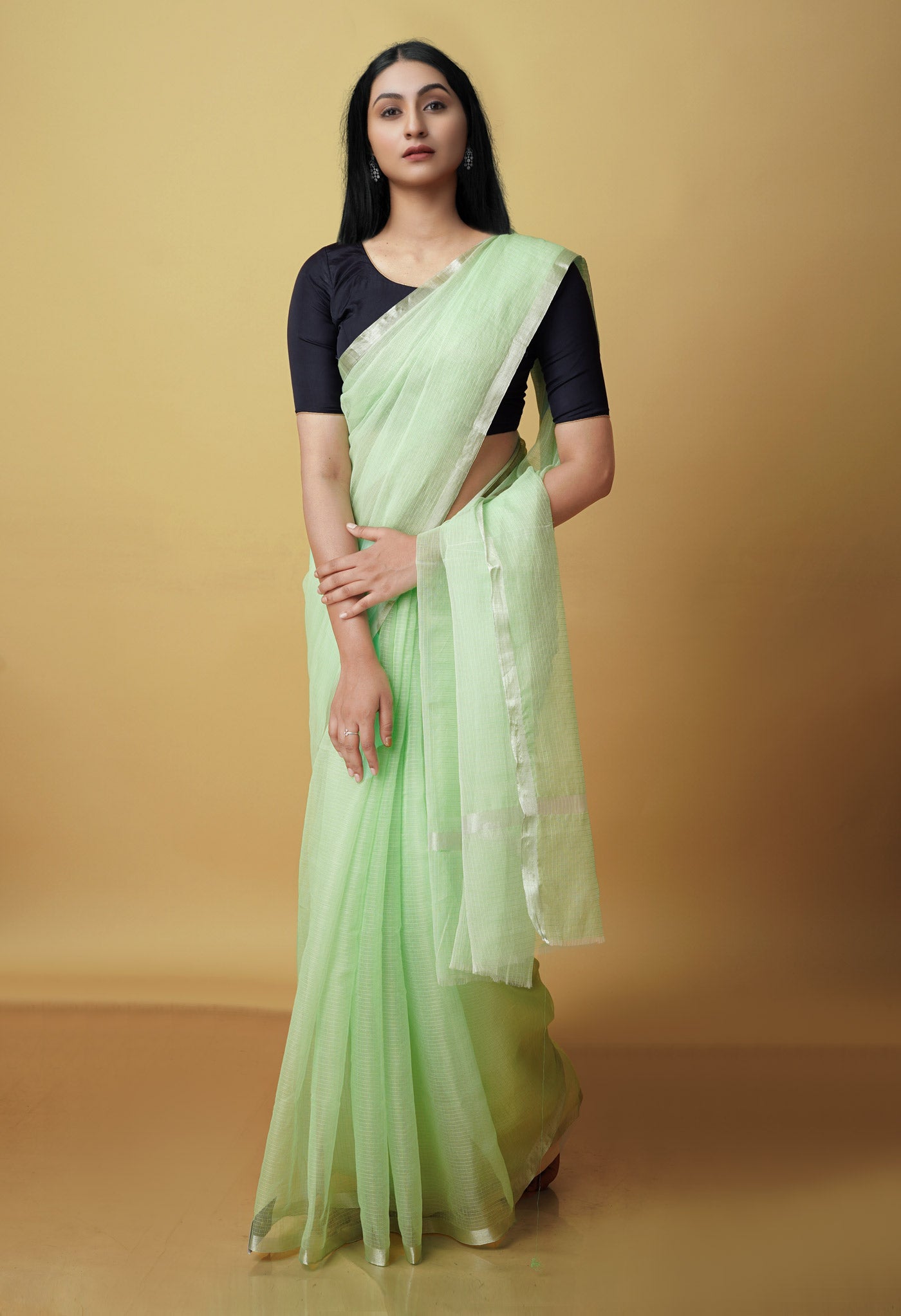 Light Green Pure Plain Kota Cotton Saree-UNM70620