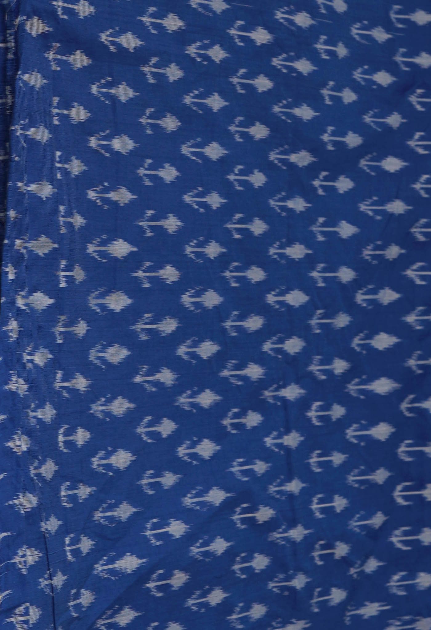 Pale Grey Block Printed Meghalaya Supernet Saree With Pochampally Blouse Piece-UNM70645
