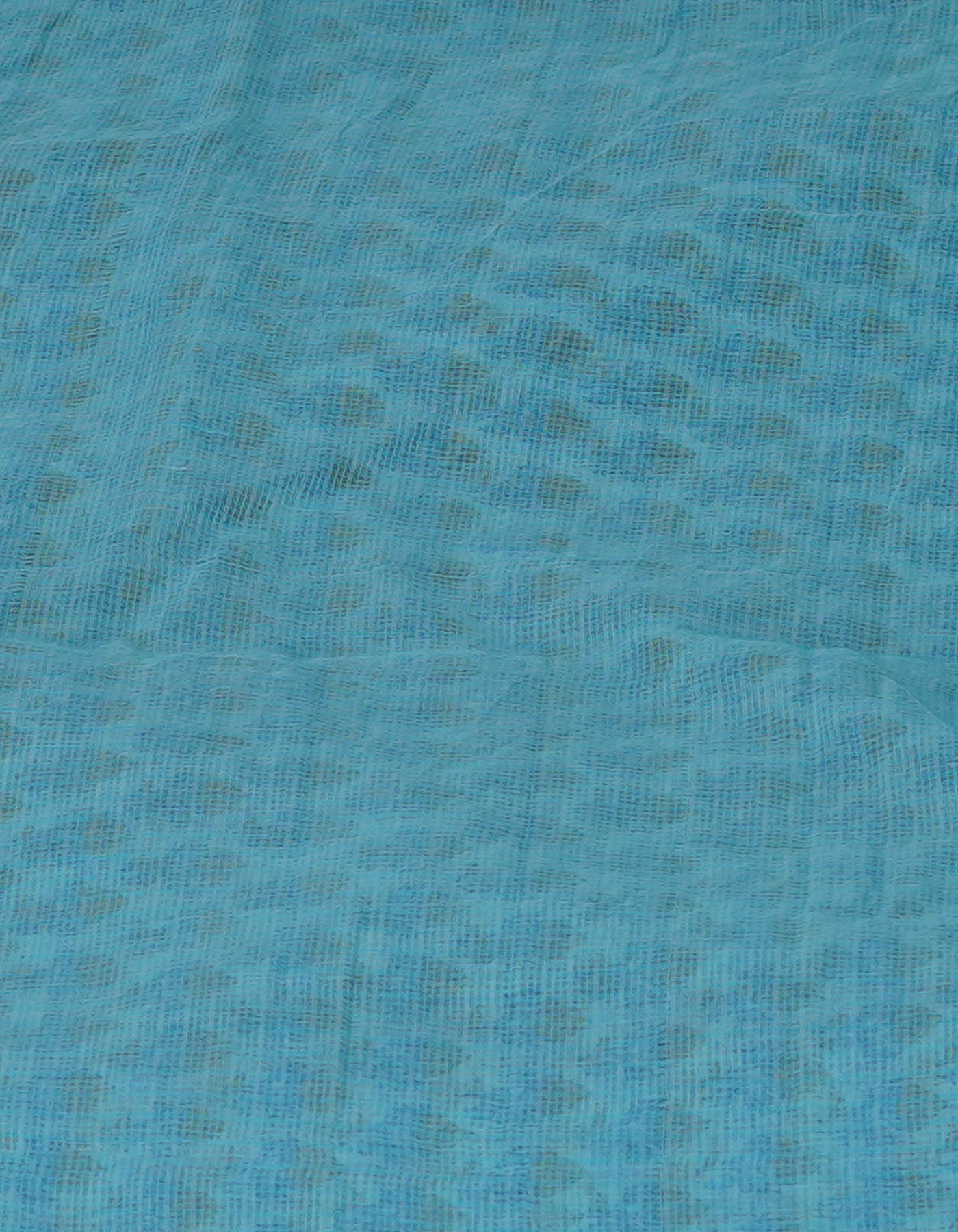 Turquoise Blue Pure Block Printed Kota Cotton Saree-UNM70745
