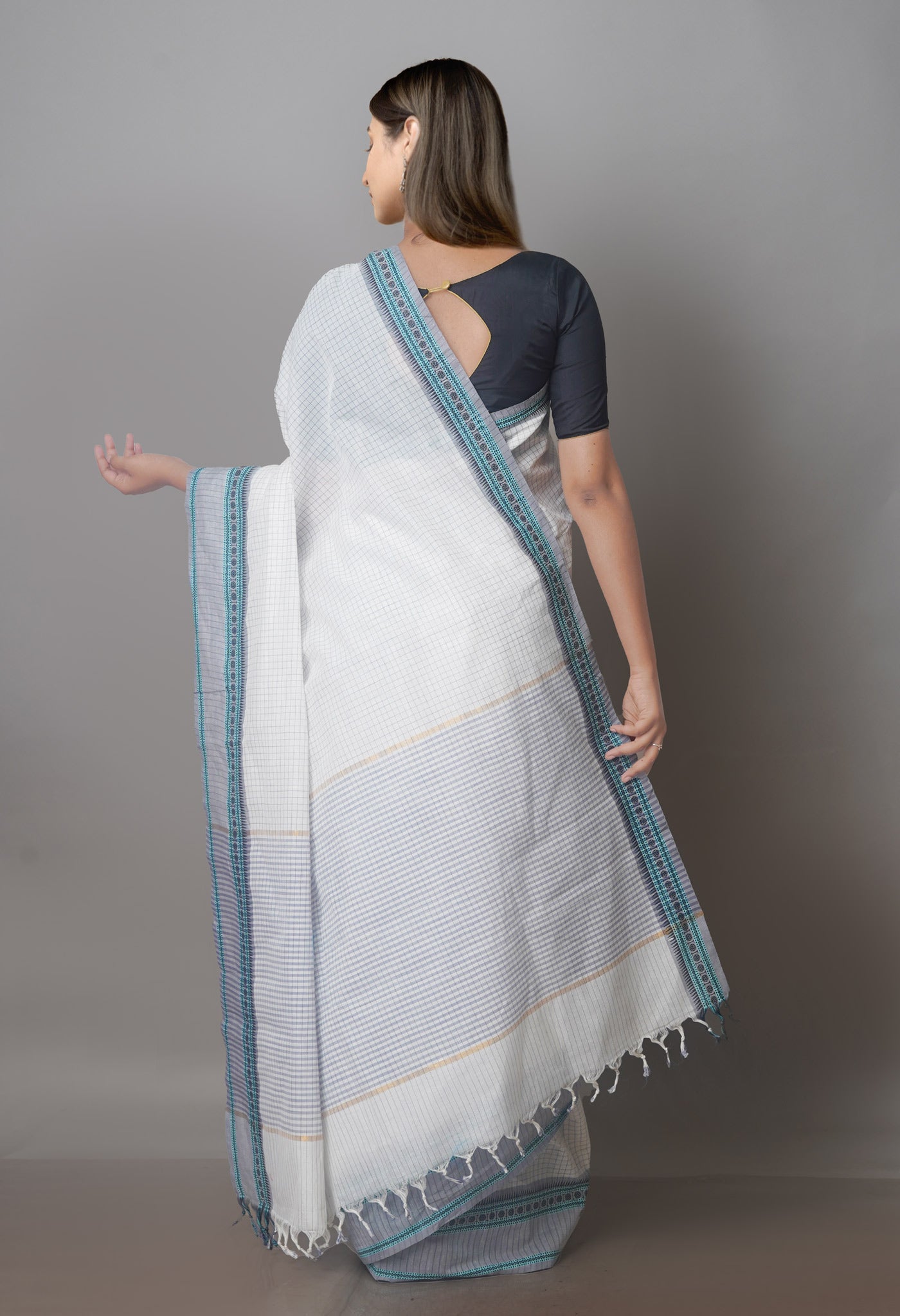 White Mangalgiri Cotton Saree-UNM70767