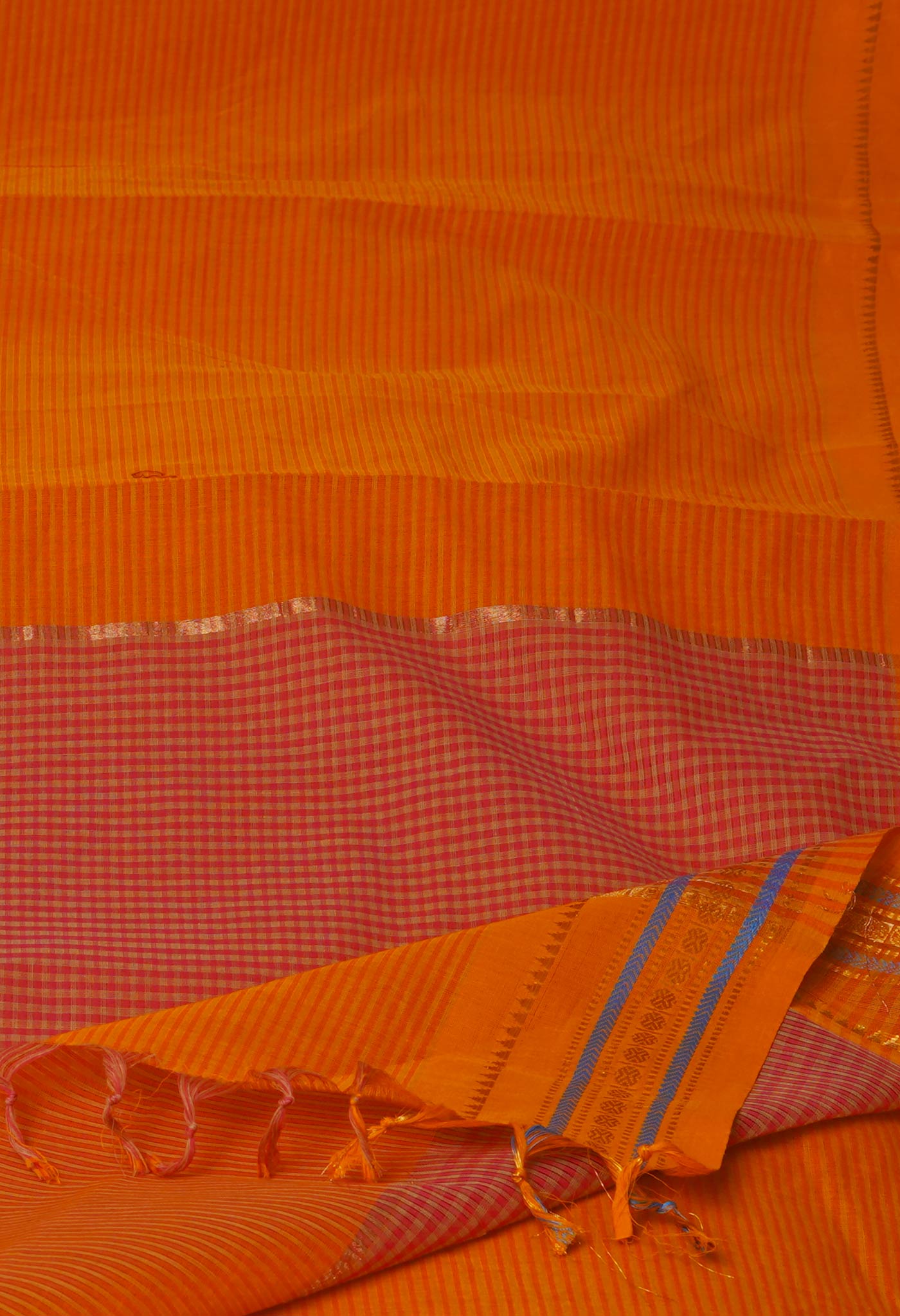 Orange Mangalgiri Cotton Saree