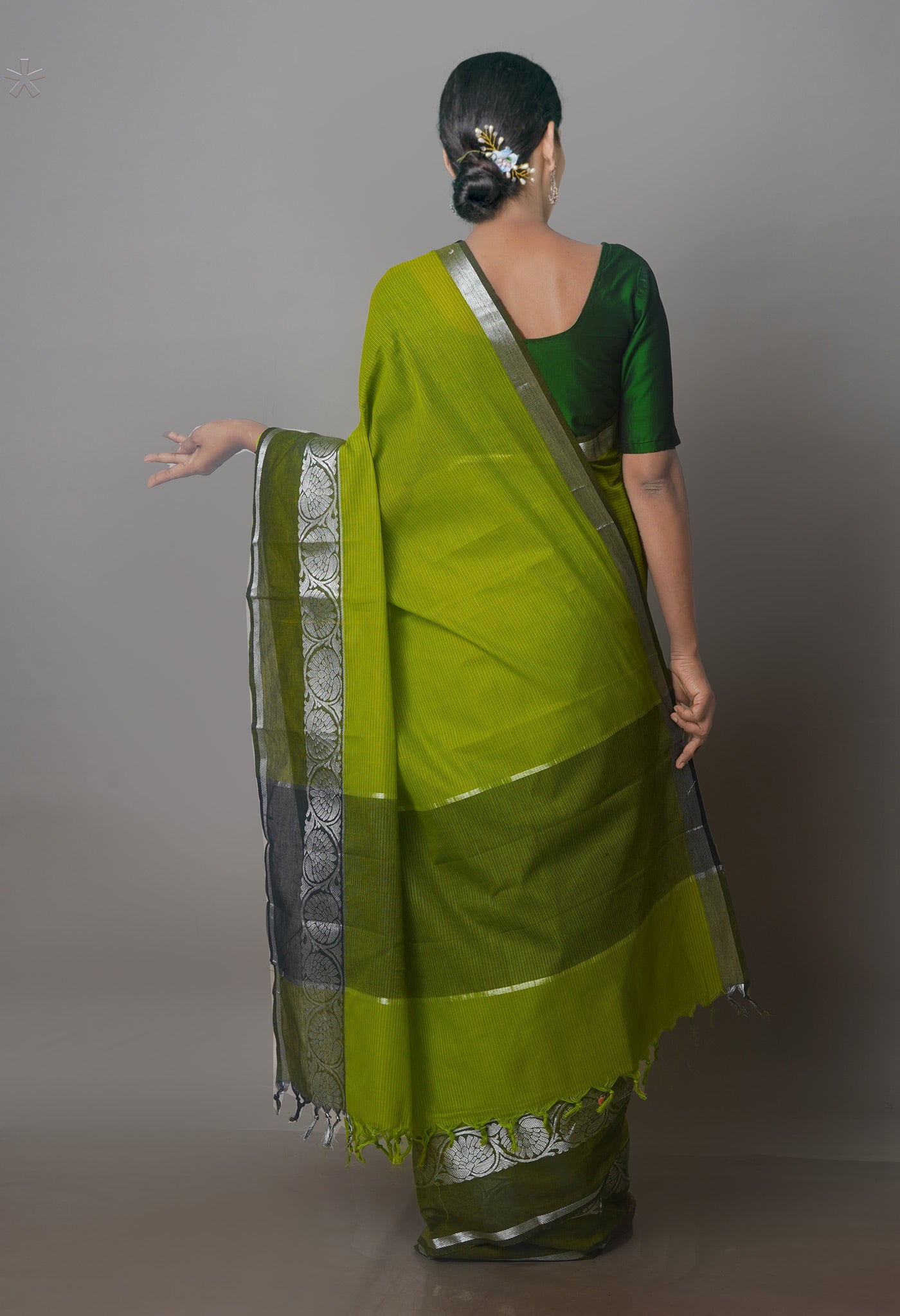 Green Mangalgiri Cotton Saree-UNM70781