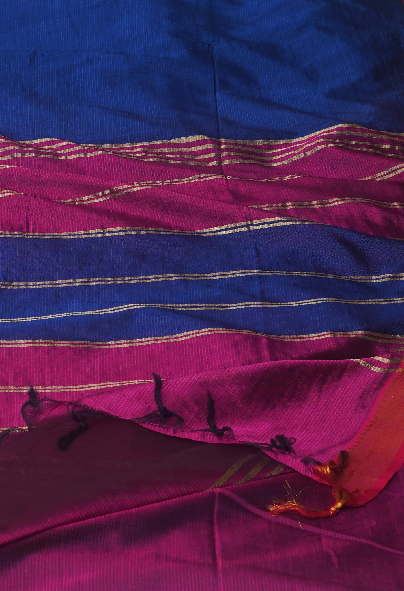 Blue Mangalgiri Silk Saree with pochampally border-UNM70797