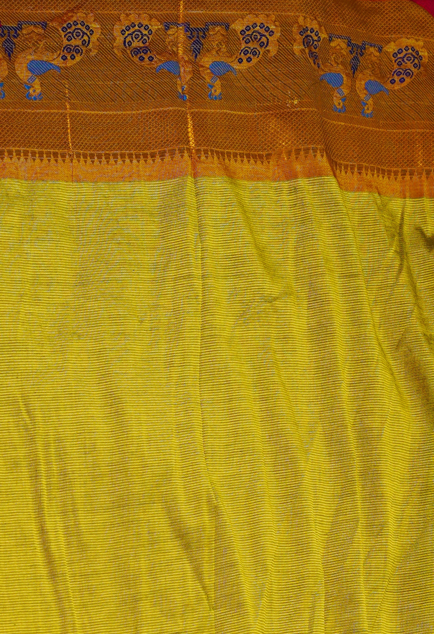 Peach Red Mangalgiri Silk Saree-UNM70818