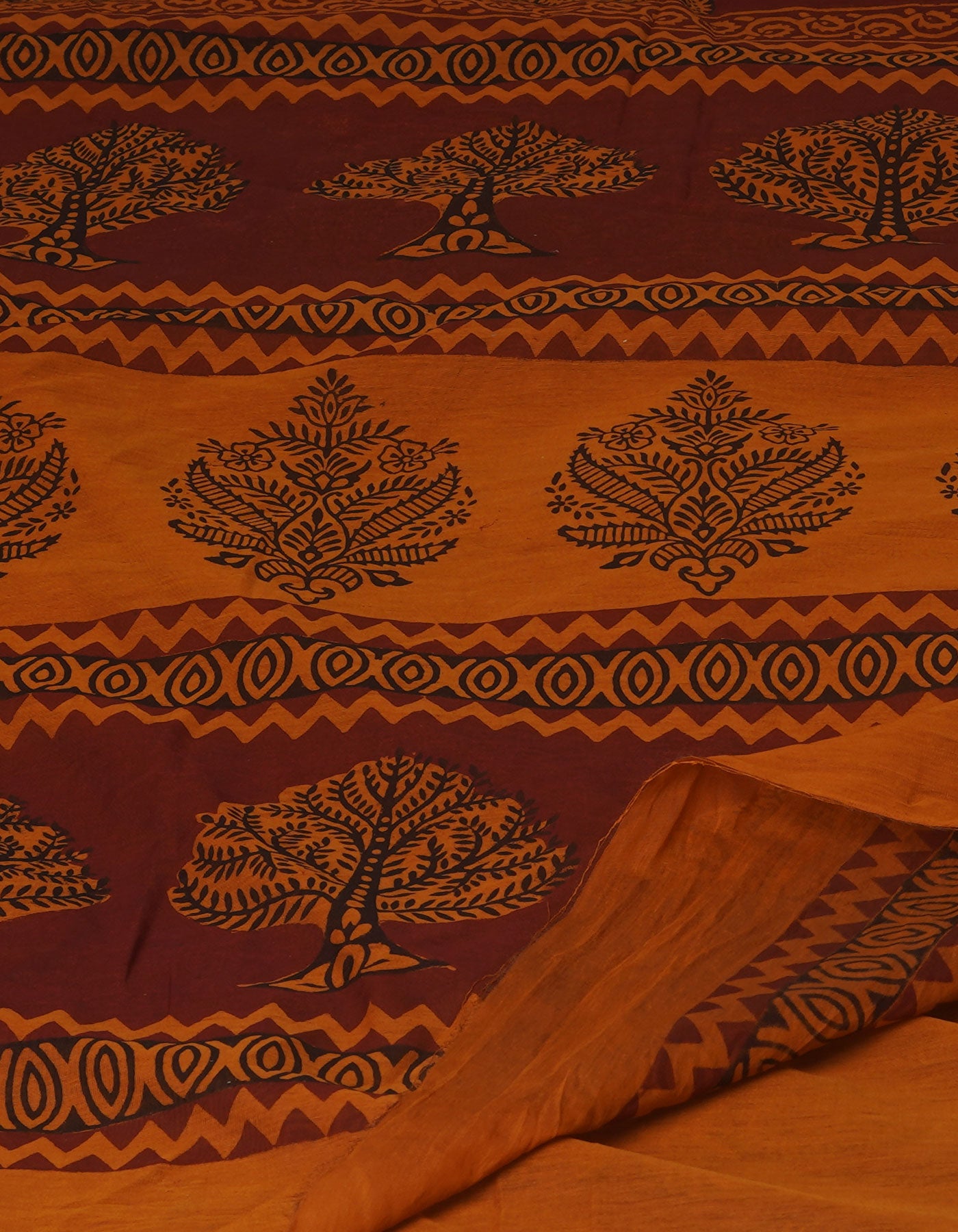 Brown Art Chanderi Bagh Printed Cotton Saree-UNM70858