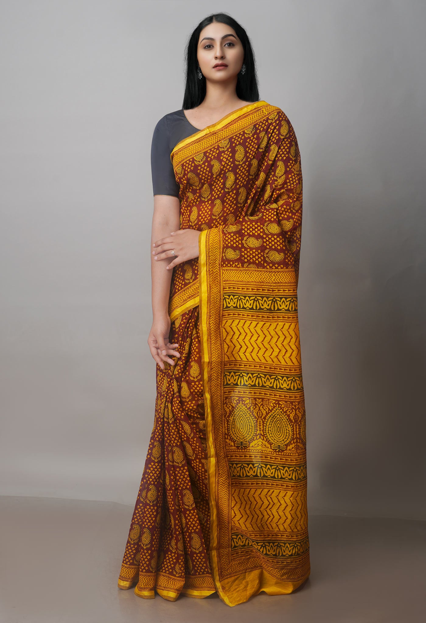 Green Art Chanderi Bagh Printed Cotton Saree
