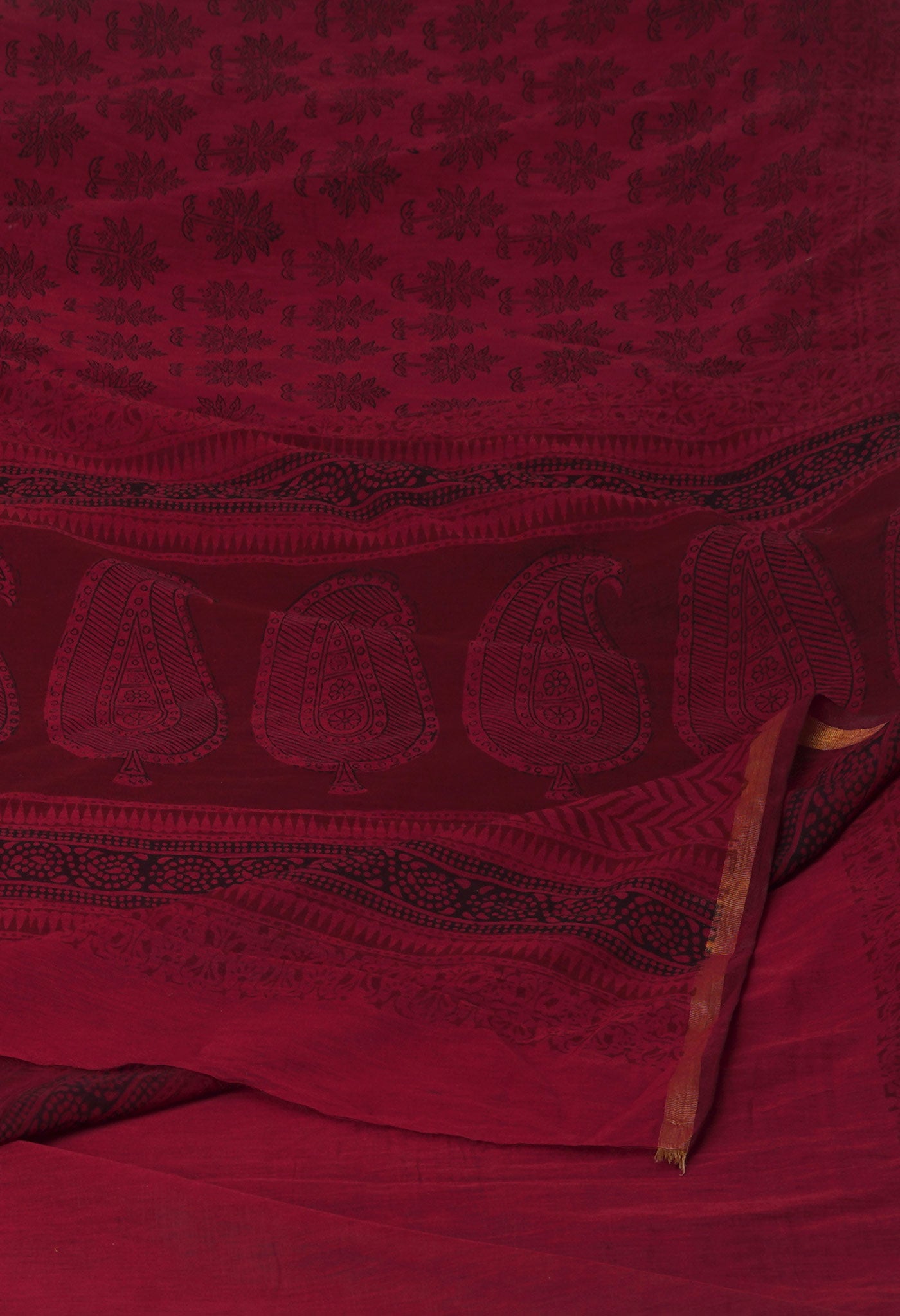 Red Art Chanderi Bagh Printed Cotton Saree