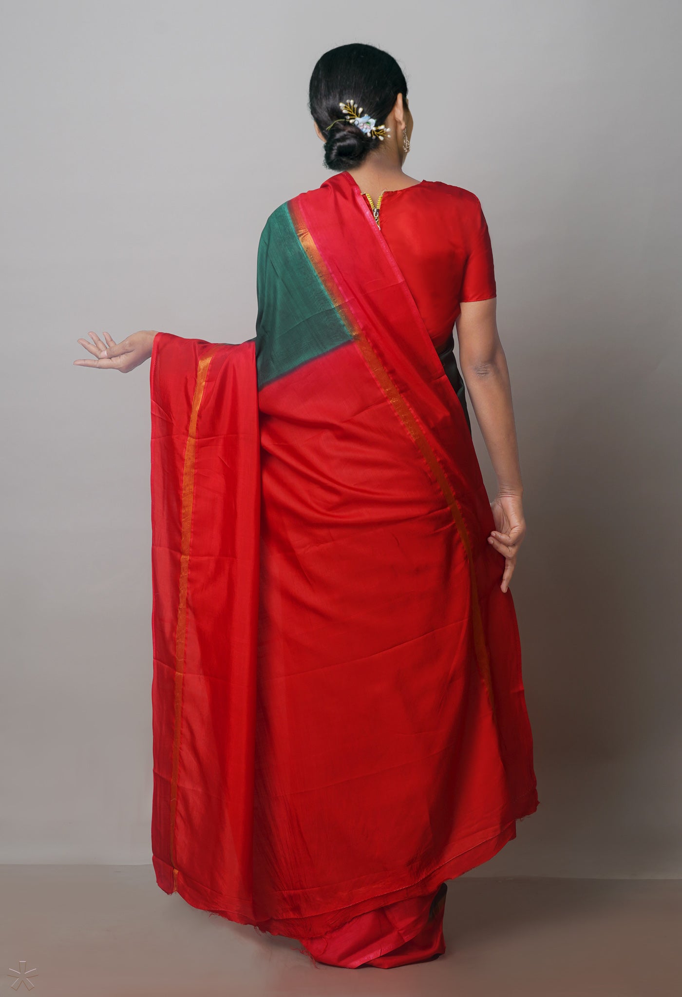 Dark Green Mangalagiri Silk Saree-UNM70894