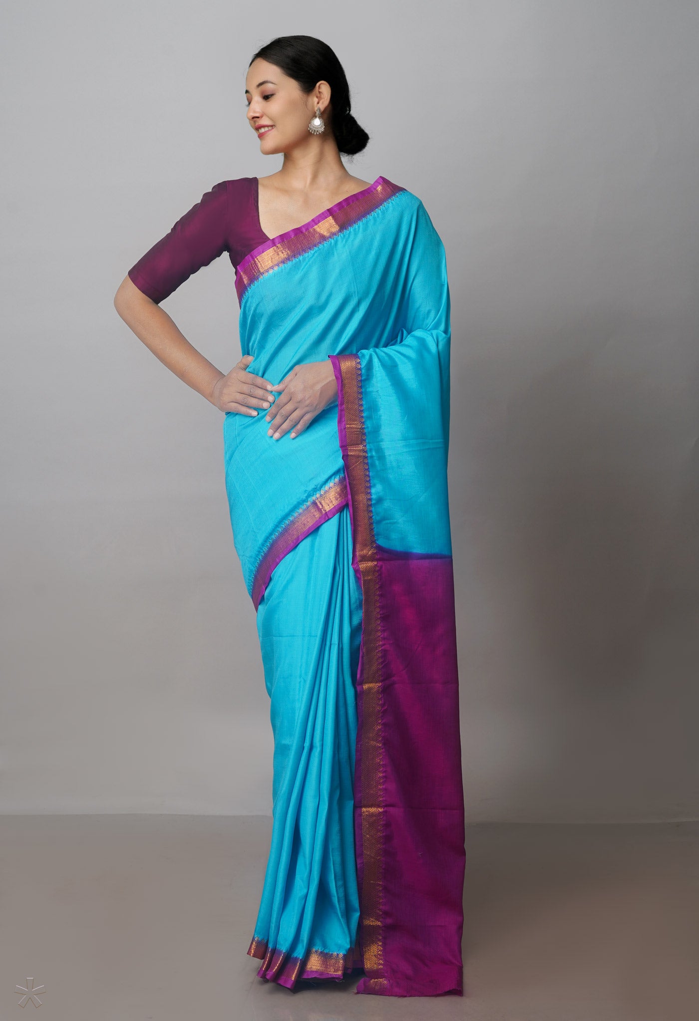 Blue Mangalagiri Silk Saree-UNM70900