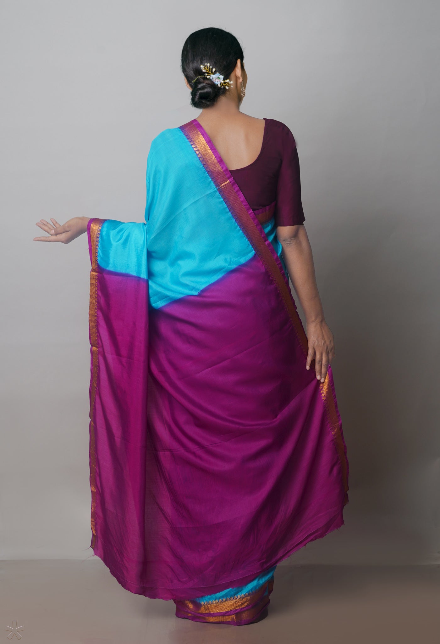 Blue Mangalagiri Silk Saree-UNM70900