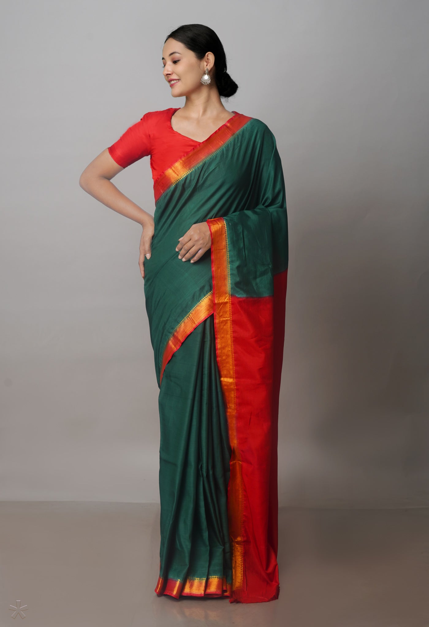 Green Mangalagiri Silk Saree-UNM70903