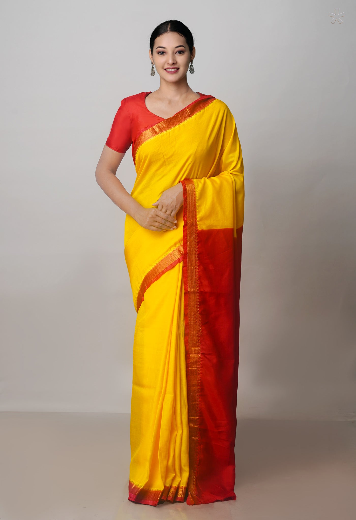 Yellow Mangalagiri Silk Saree-UNM70908
