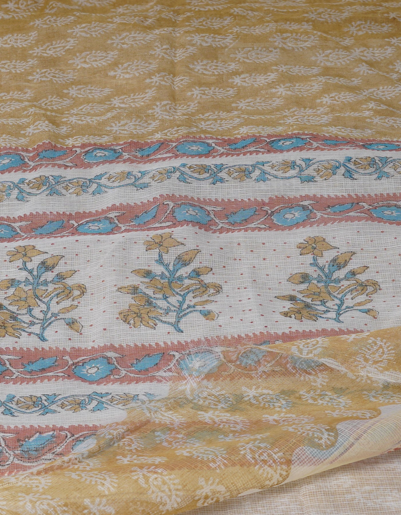 Camel Beige Block Printed Kota Saree-UNM70925