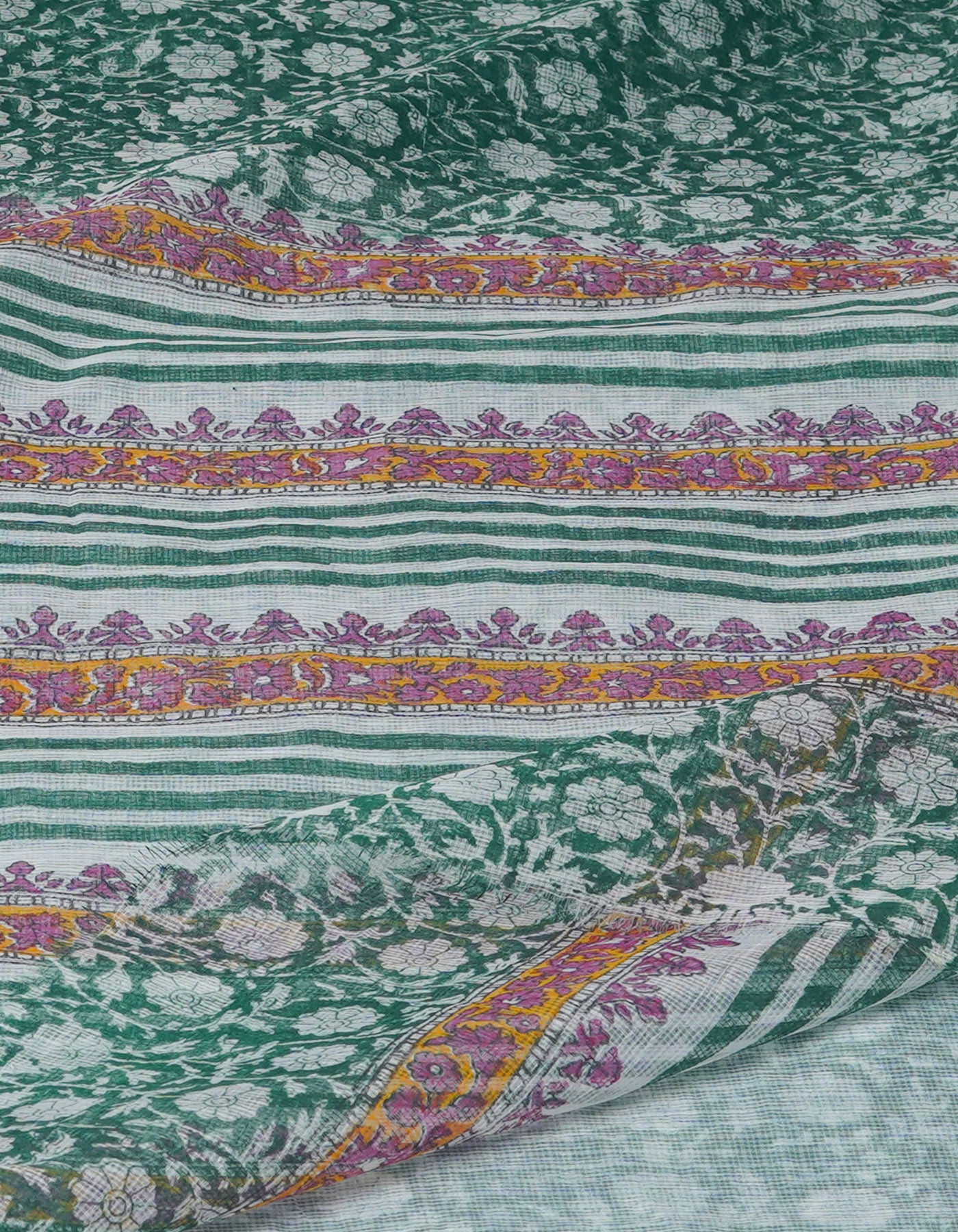 Green Block Printed Kota Saree-UNM70937