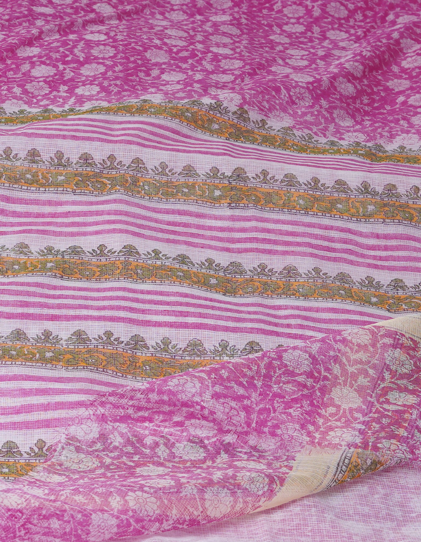 Pink Block Printed Kota Saree-UNM70938