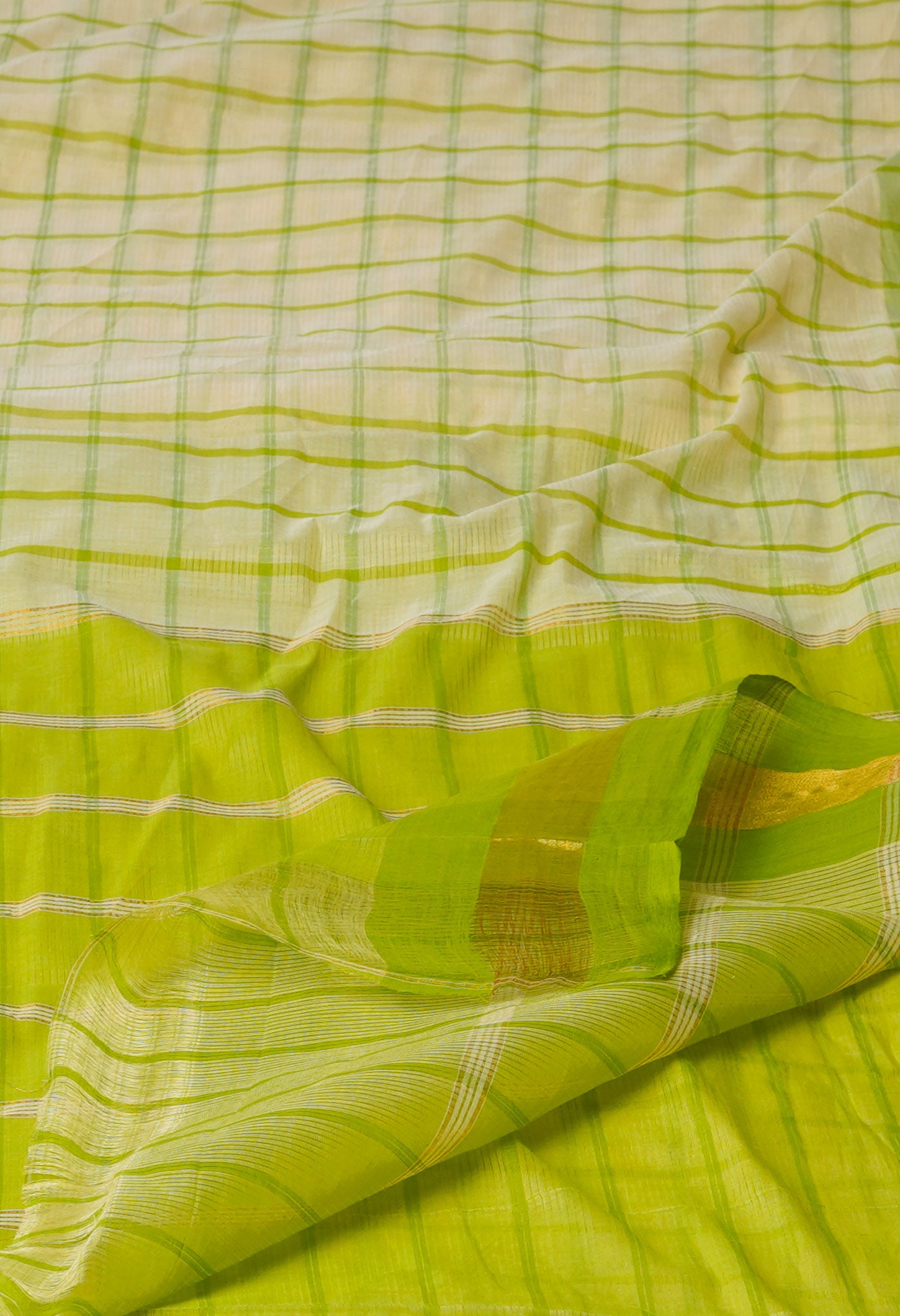 Cream Pure Handloom Mangalagiri Cotton Saree-UNM70947