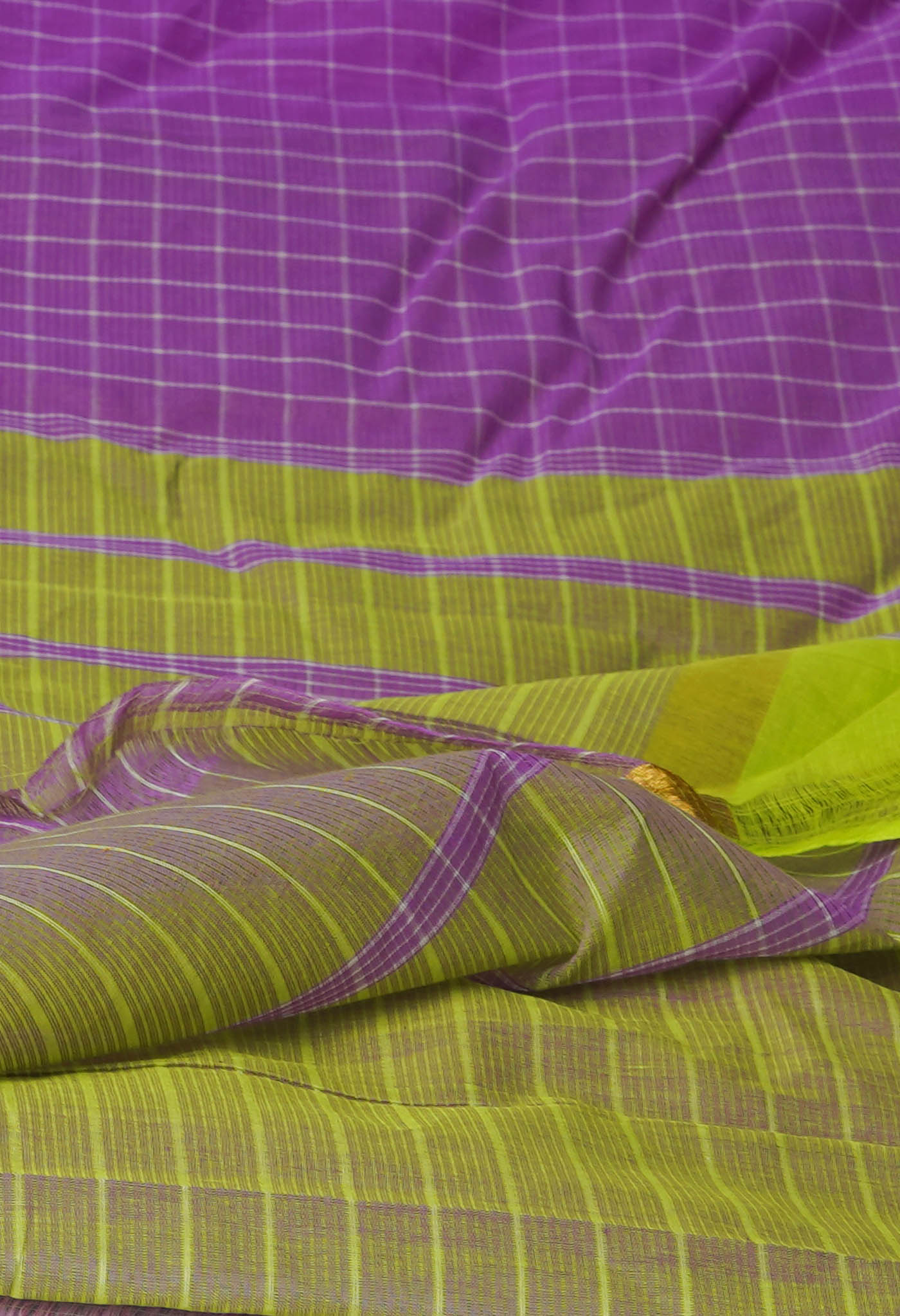 Violet Pure Handloom Mangalagiri Cotton Saree-UNM70956