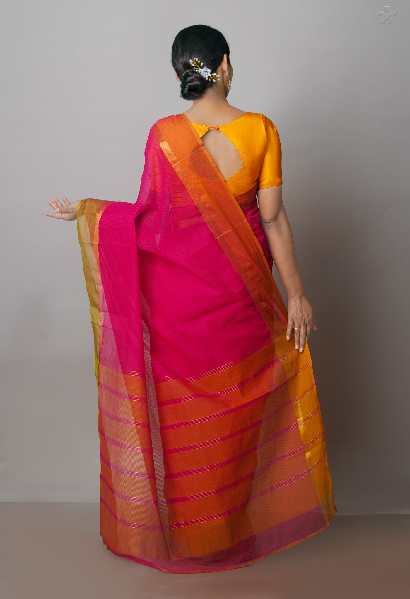 Pink Pure Handloom Mangalagiri Cotton Saree-UNM70994