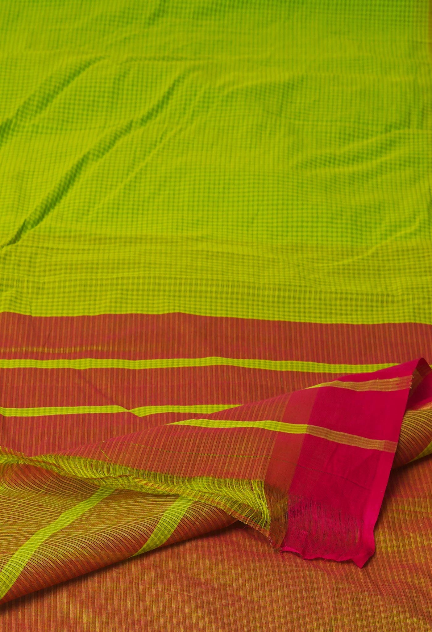 Green Pure Handloom Mangalagiri Cotton Saree-UNM70998