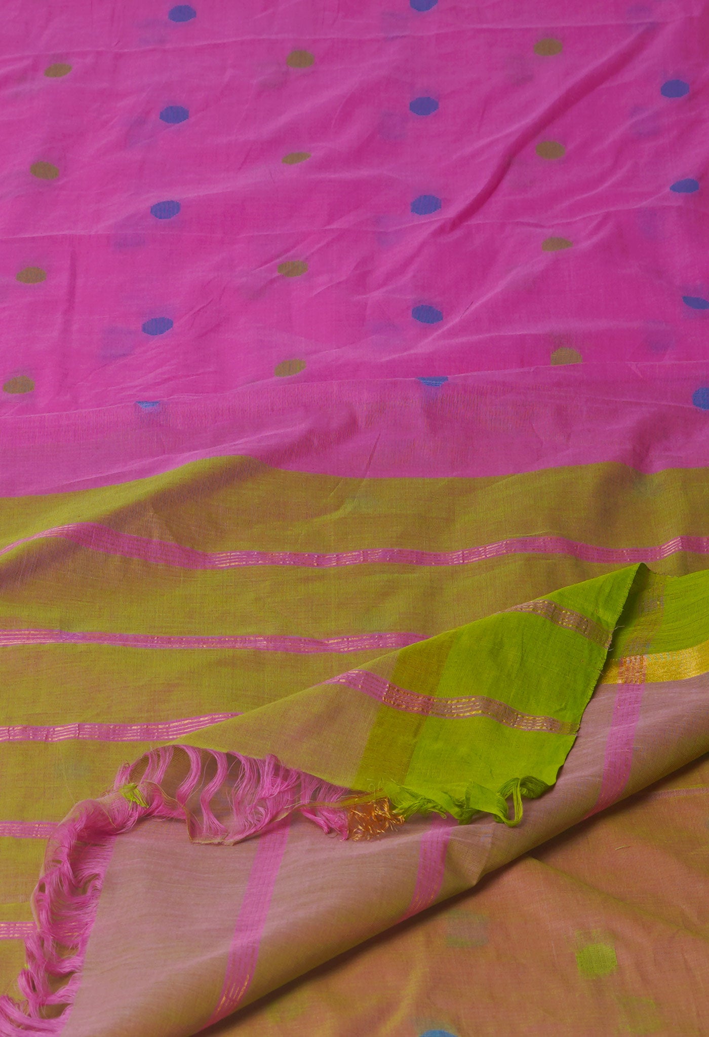 Pink Pure Mangalgiri Cotton Saree-UNM71009