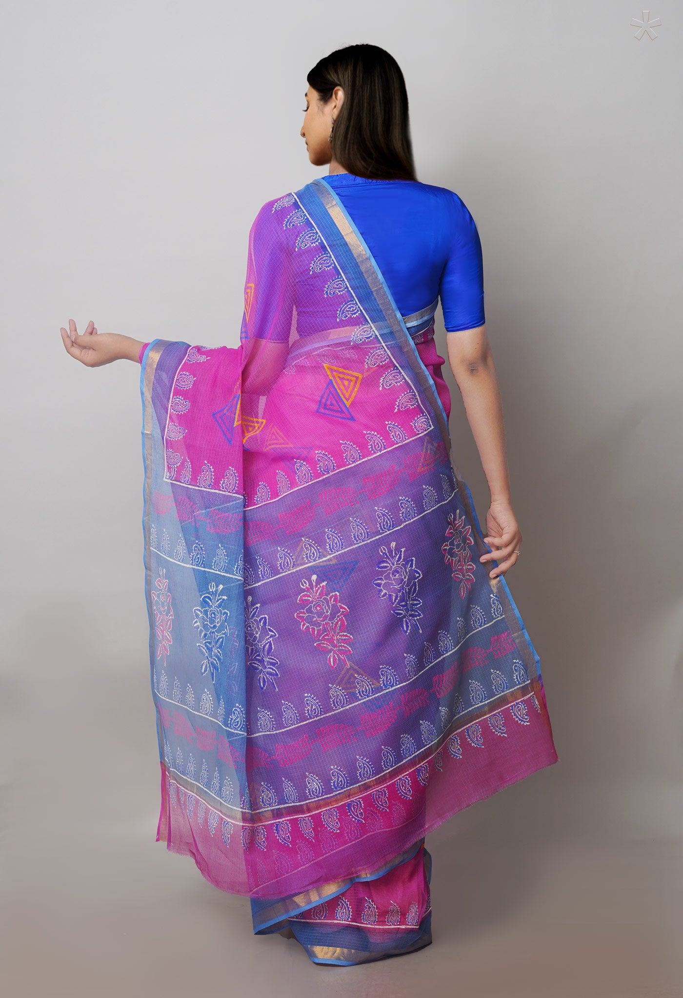 Pink Pure Block Printed Kota Cotton Sarees-UNM71072