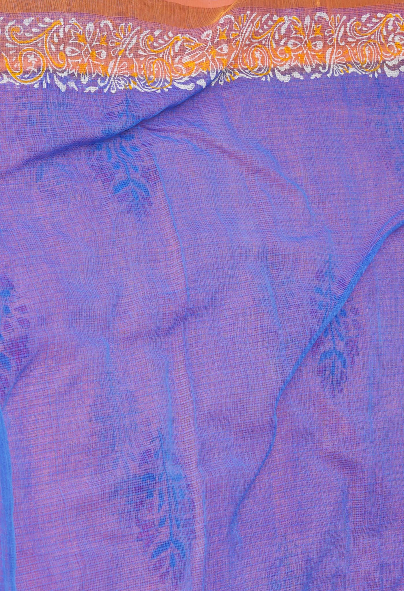 Peach Orange Pure Block Printed Kota Cotton Sarees-UNM71084