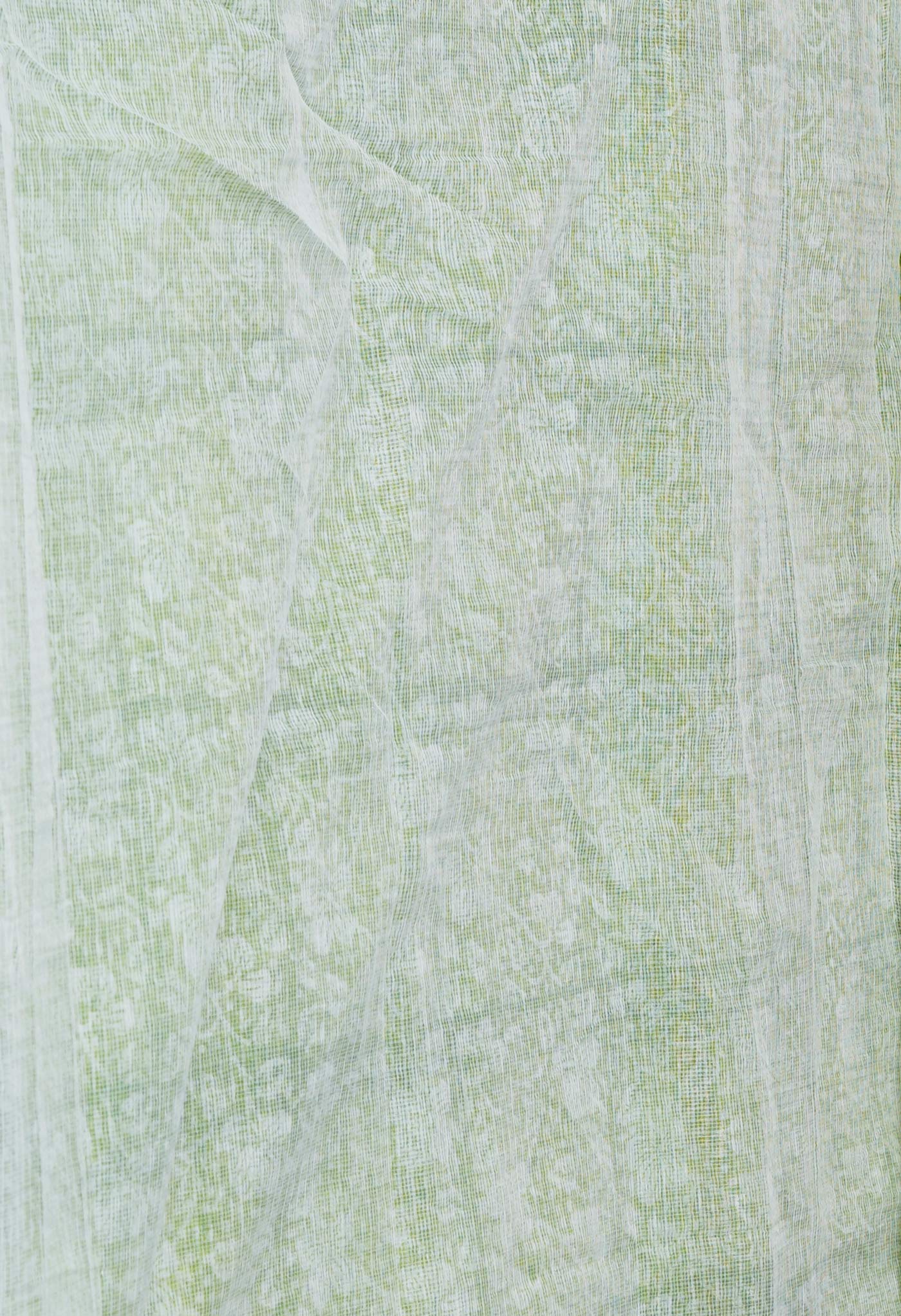 Green Pure Block Printed Kota Cotton Saree- UNM71109