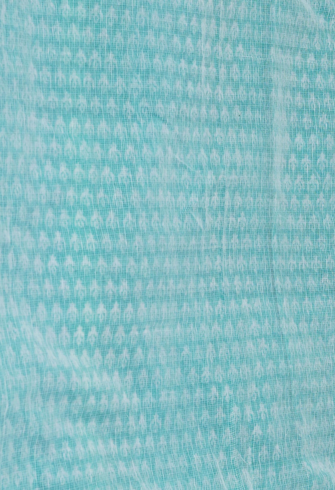Turquoise Green Pure Block Printed Kota Cotton Saree- UNM71127