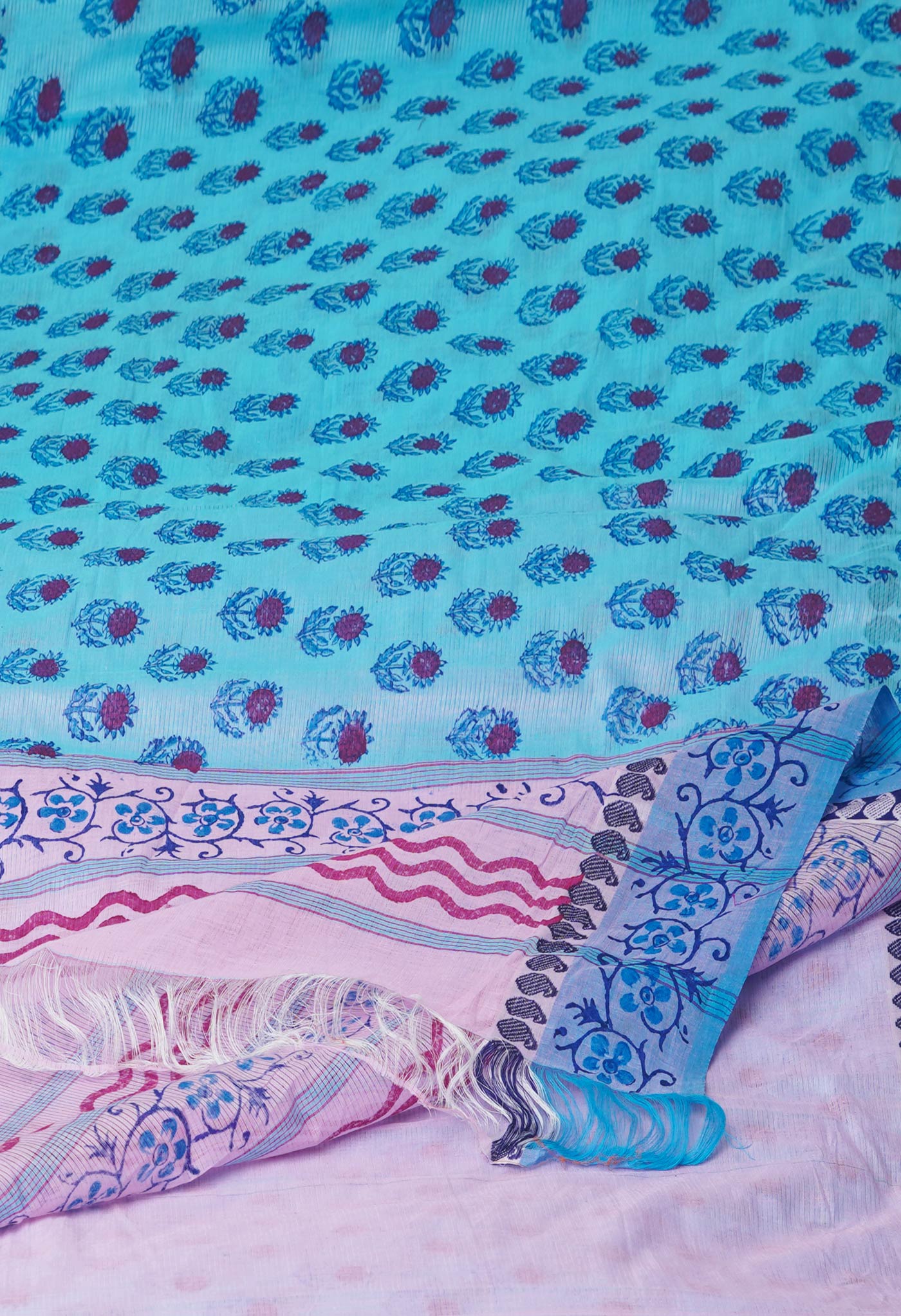 Blue Mangalagiri Cotton Saree-UNM71182