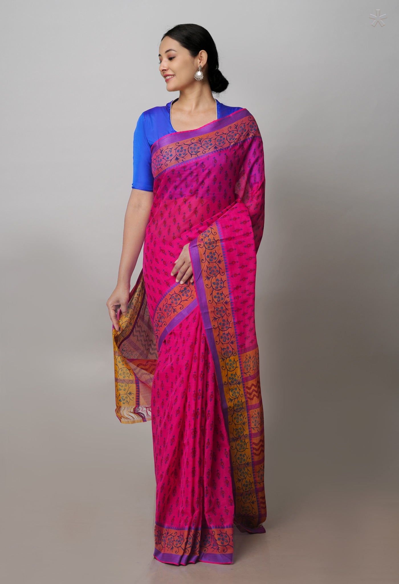 Pink Mangalagiri Cotton Saree-UNM71184
