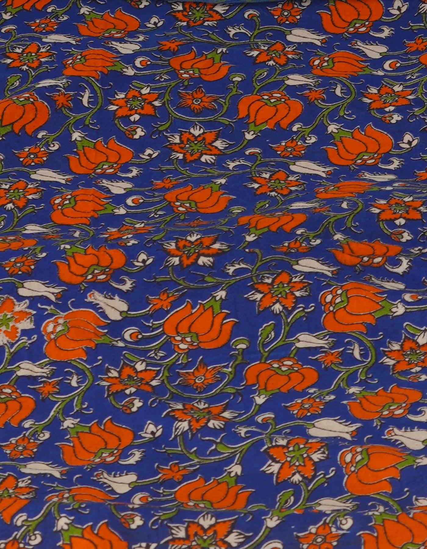 Orange Block Printed Supernet Sarees-UNM71195