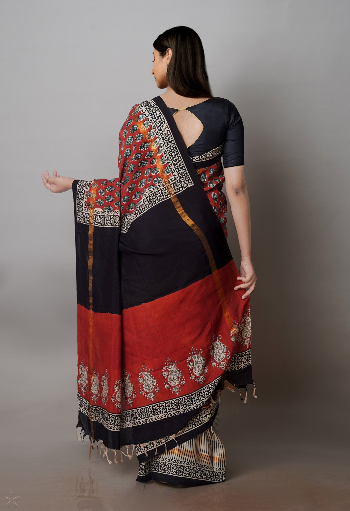 Maroon Bagru Printed Soft Silk Saree-UNM71202
