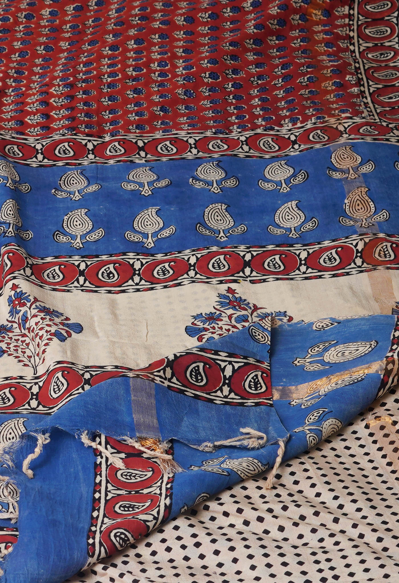 Maroon Bagru Printed Soft Silk Saree