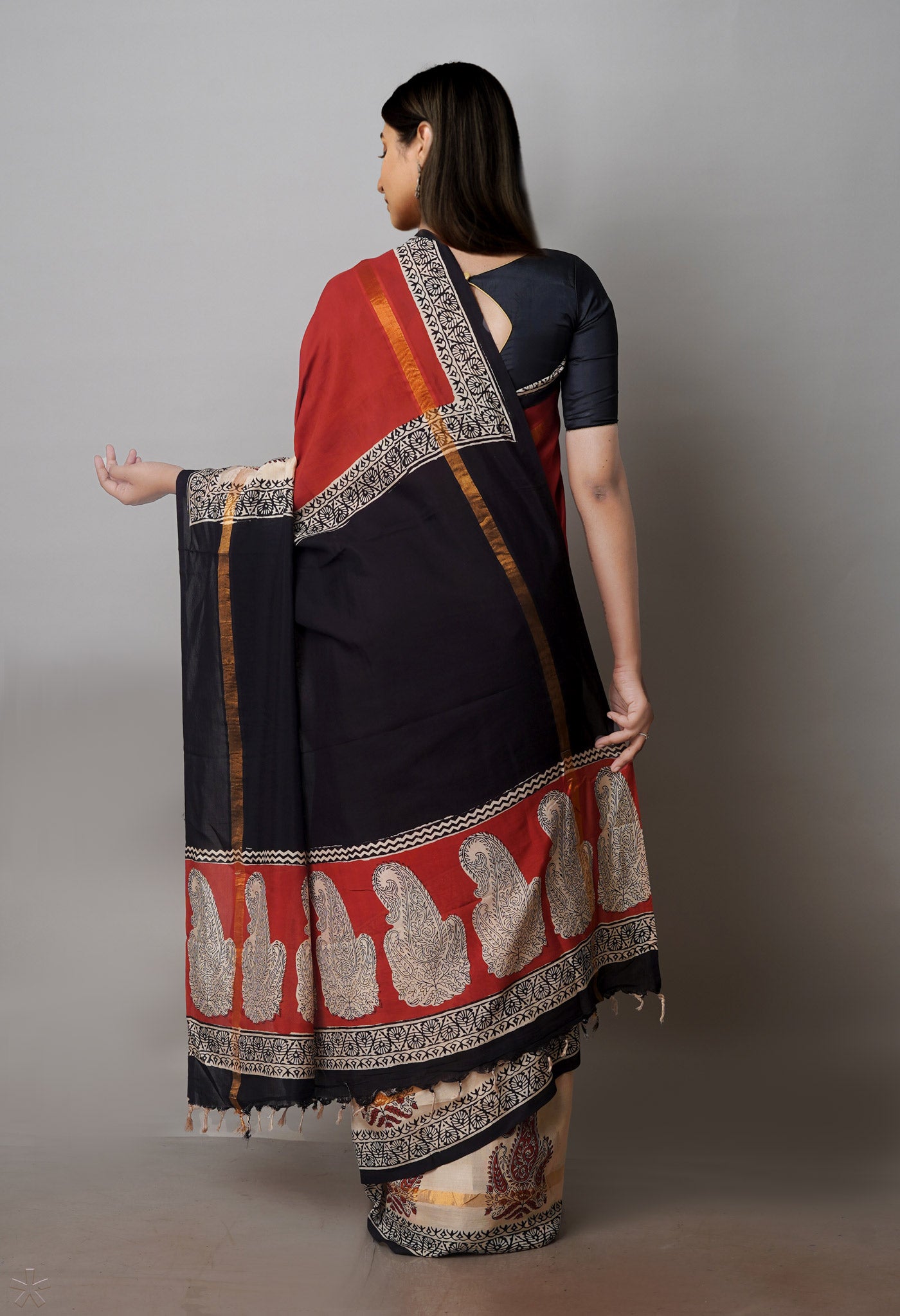 Maroon Bagru Printed Soft Silk Saree-UNM71217