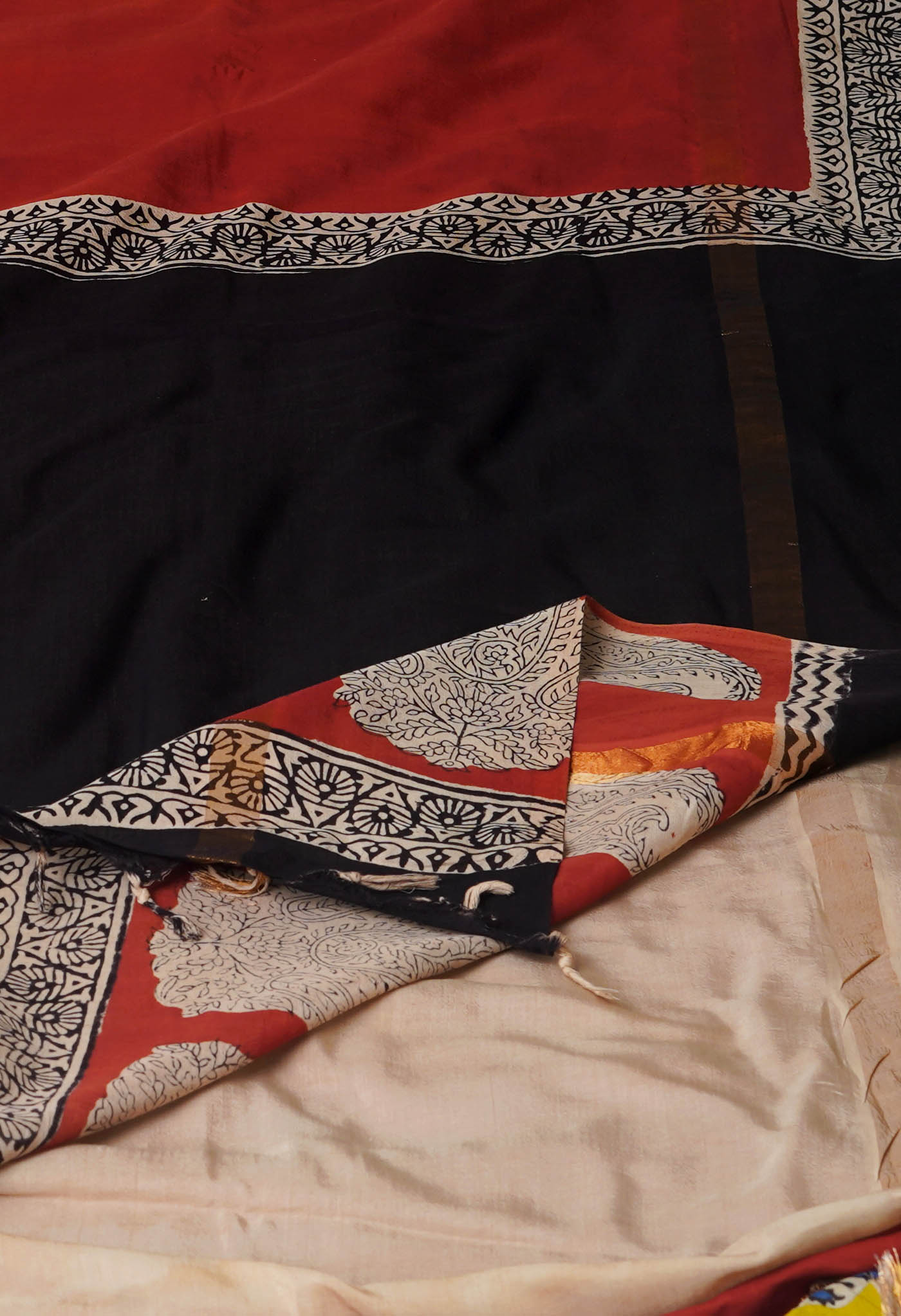 Maroon Bagru Printed Soft Silk Saree-UNM71217