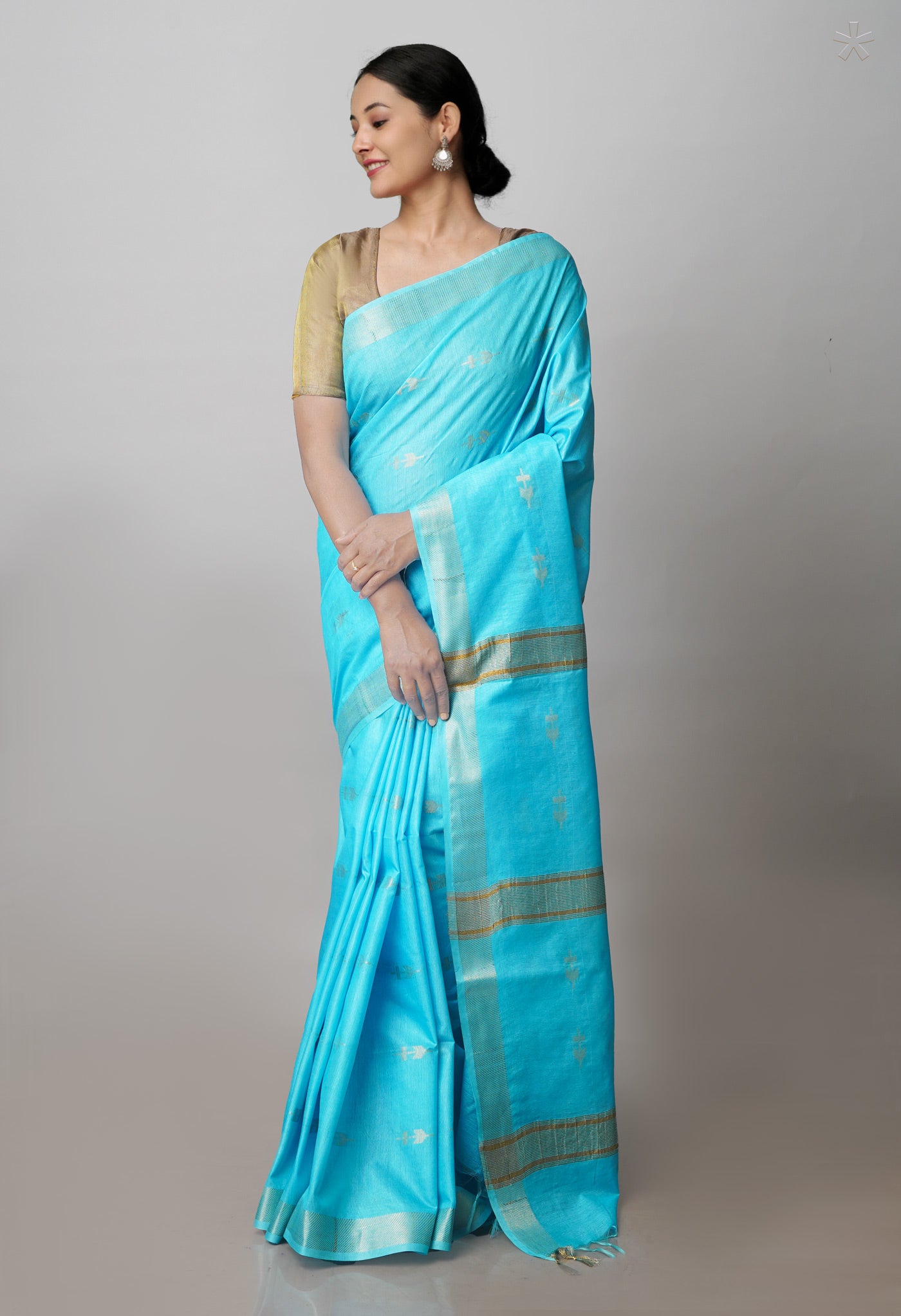 Sky Blue Chanderi Sico Saree-UNM71251