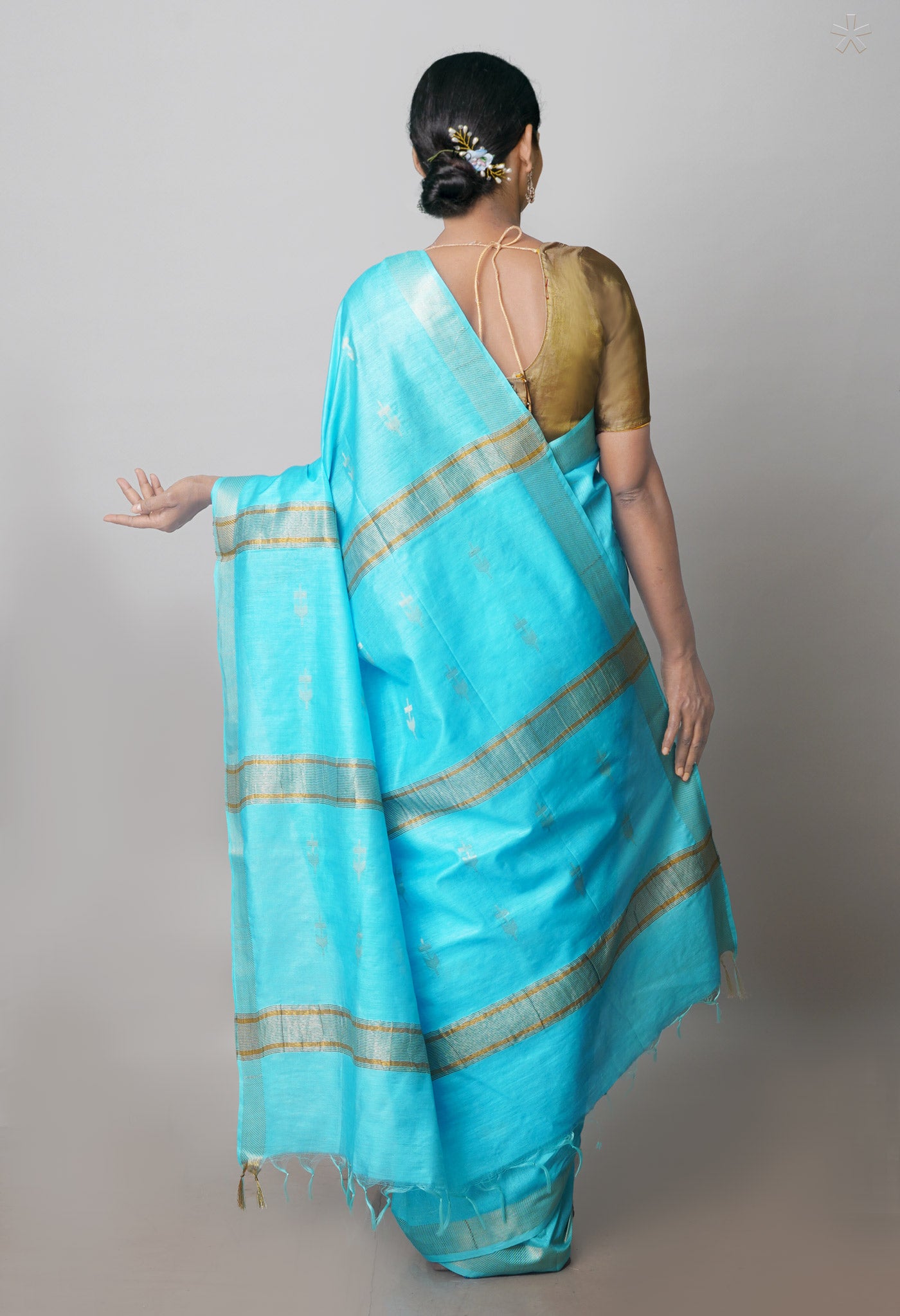 Sky Blue Chanderi Sico Saree-UNM71251