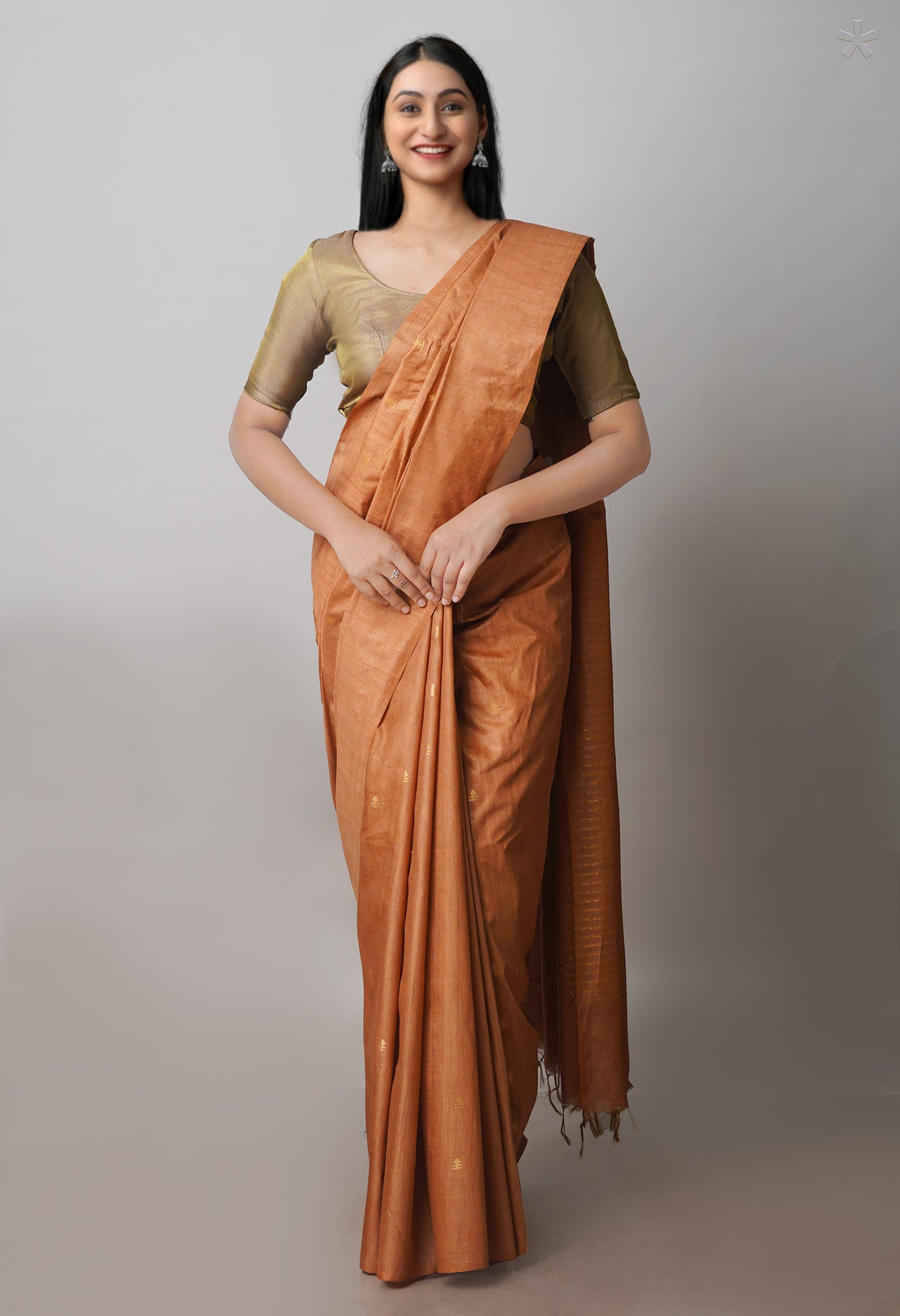 Brown Chanderi Sico Saree-UNM71254